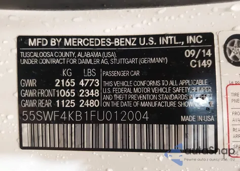 2015 Mercedes-Benz C 300 4Matic/Luxury 4Matic/Sport 4Matic из США, поврежденный, VIN 55SWF4KB1FU012004